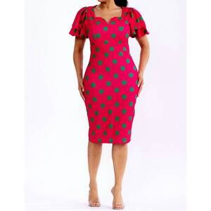 NEW KAREN T DESIGN polka dots midi dress in red